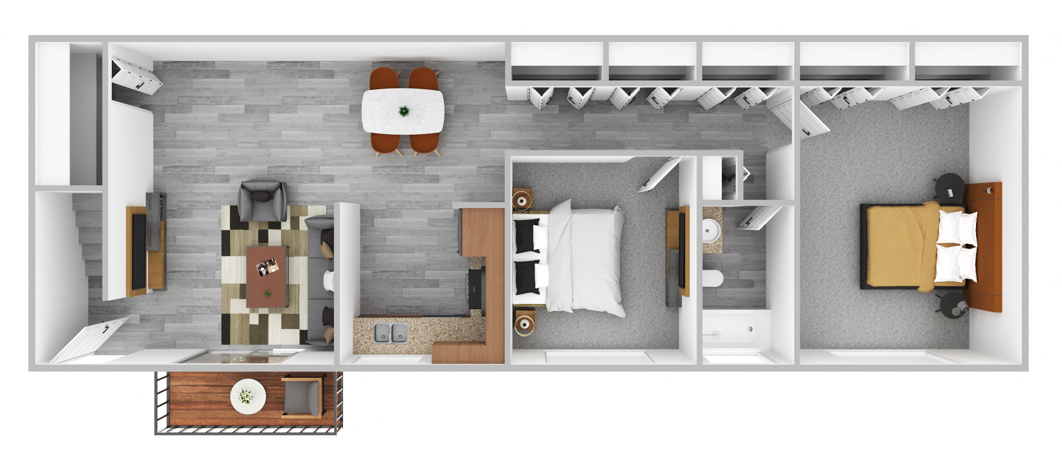 Floor plan for 2 beds, 1 bath, 800 sqft